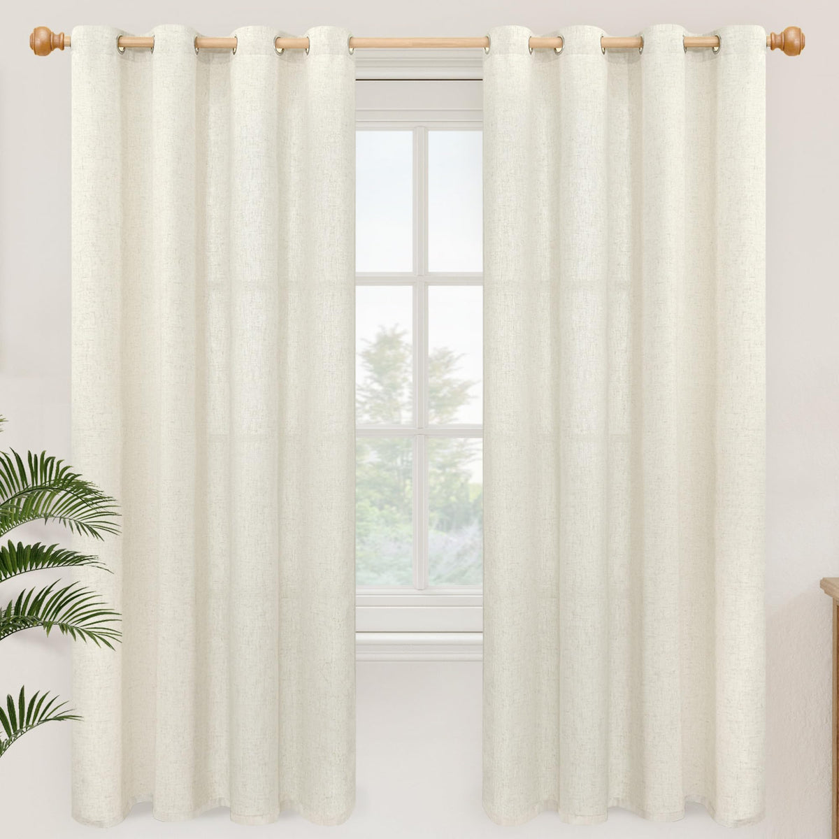 YoungsTex Linen Kitchen Window Curtains 40 Inch Length 2 Panels