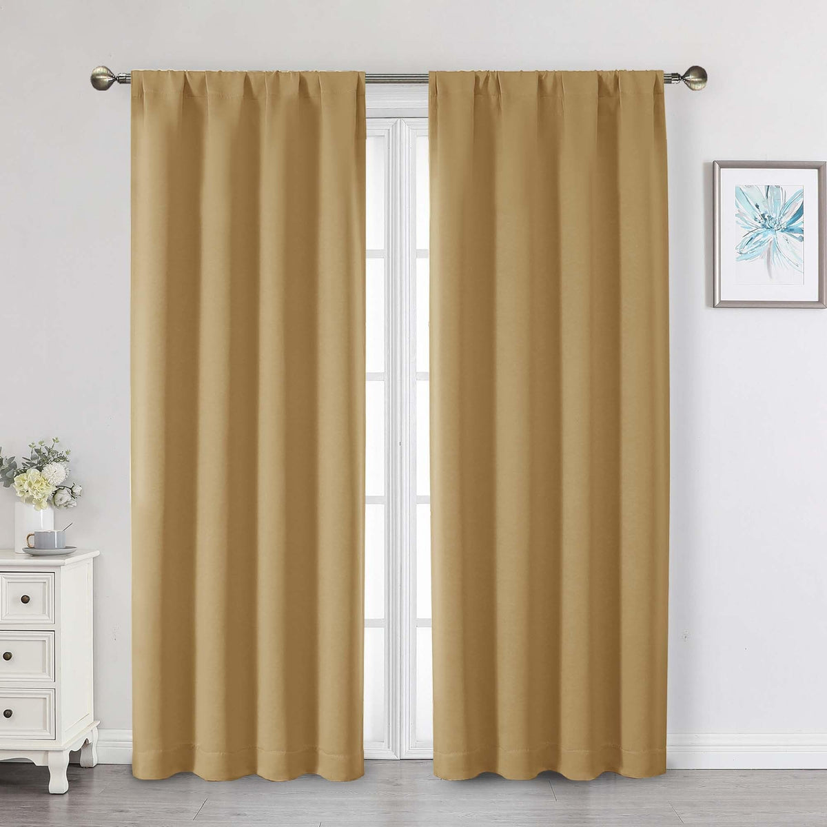 Black Cafe Blackout Curtains 36 Inch Length 2 Panels Set, Soft Solid Thermal Insulated Room Darkening Small Window Curtains for Kitchen Bathroom Basement, Black, Each, 40" Wx36 L