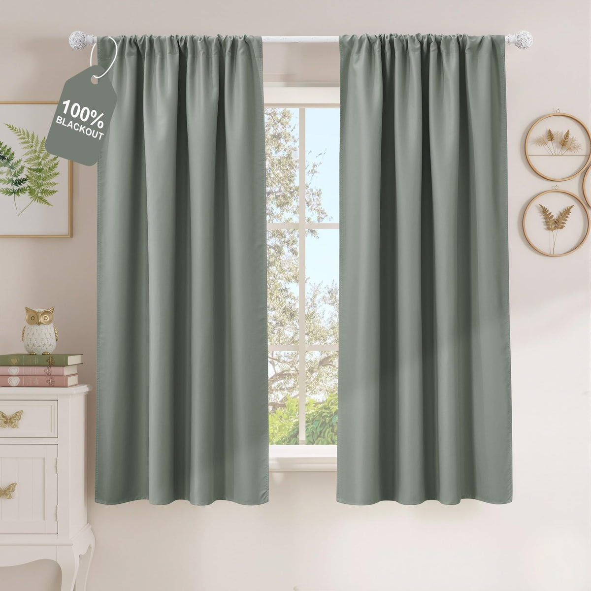 NICETOWN 100% Black Out Kitchen Curtains 36 Inch Length, W52xL36, 2 Panels