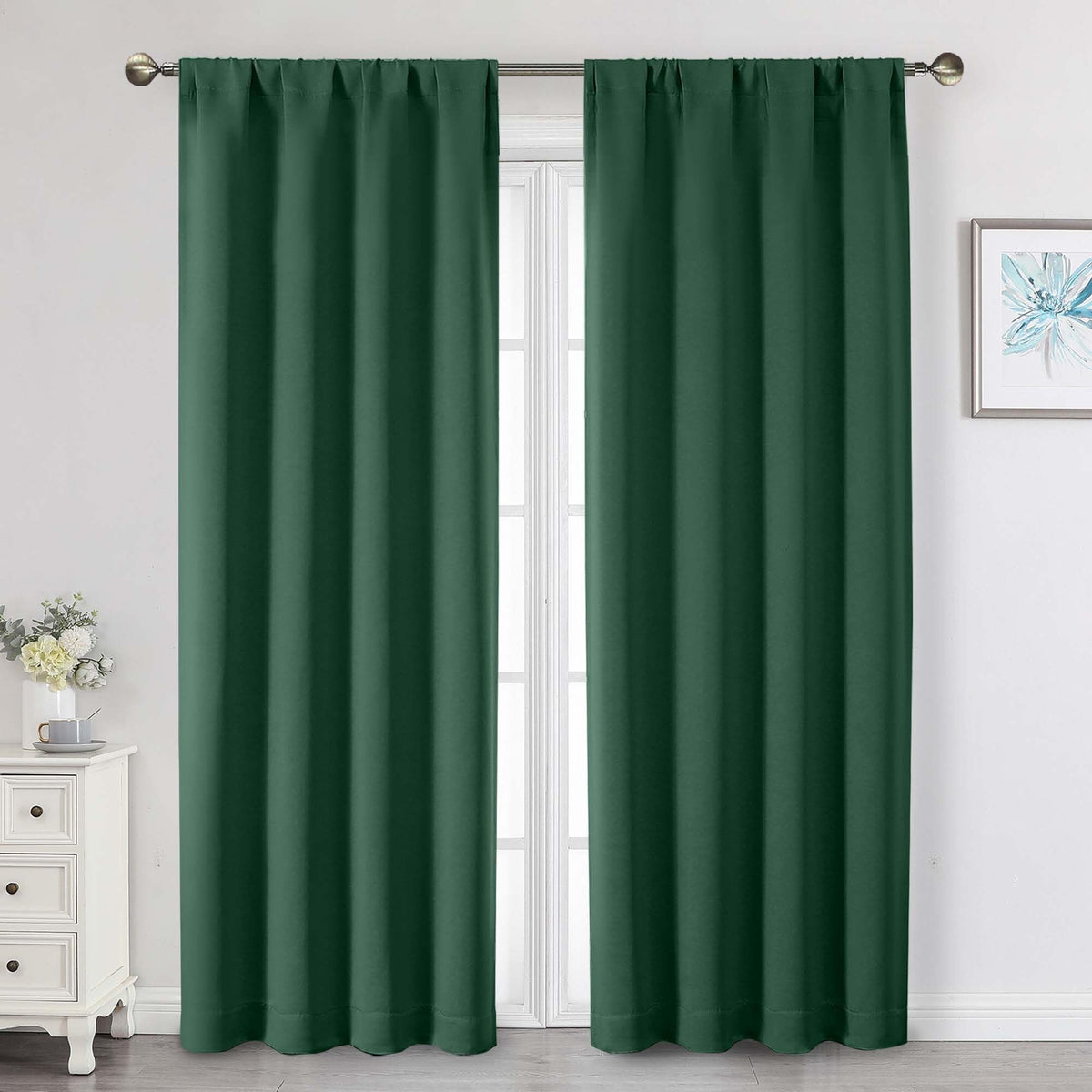 Black Cafe Blackout Curtains 36 Inch Length 2 Panels Set, Soft Solid Thermal Insulated Room Darkening Small Window Curtains for Kitchen Bathroom Basement, Black, Each, 40" Wx36 L