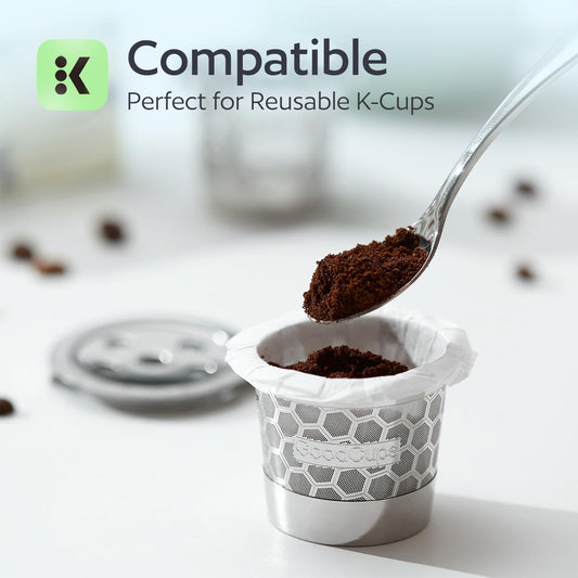 300 Disposable K Cup Filters for Keurig Reusable K Cups, Coffee Paper Liners for Refillable Pods, Smoother Coffee, Less Sediment, Easy Clean Up