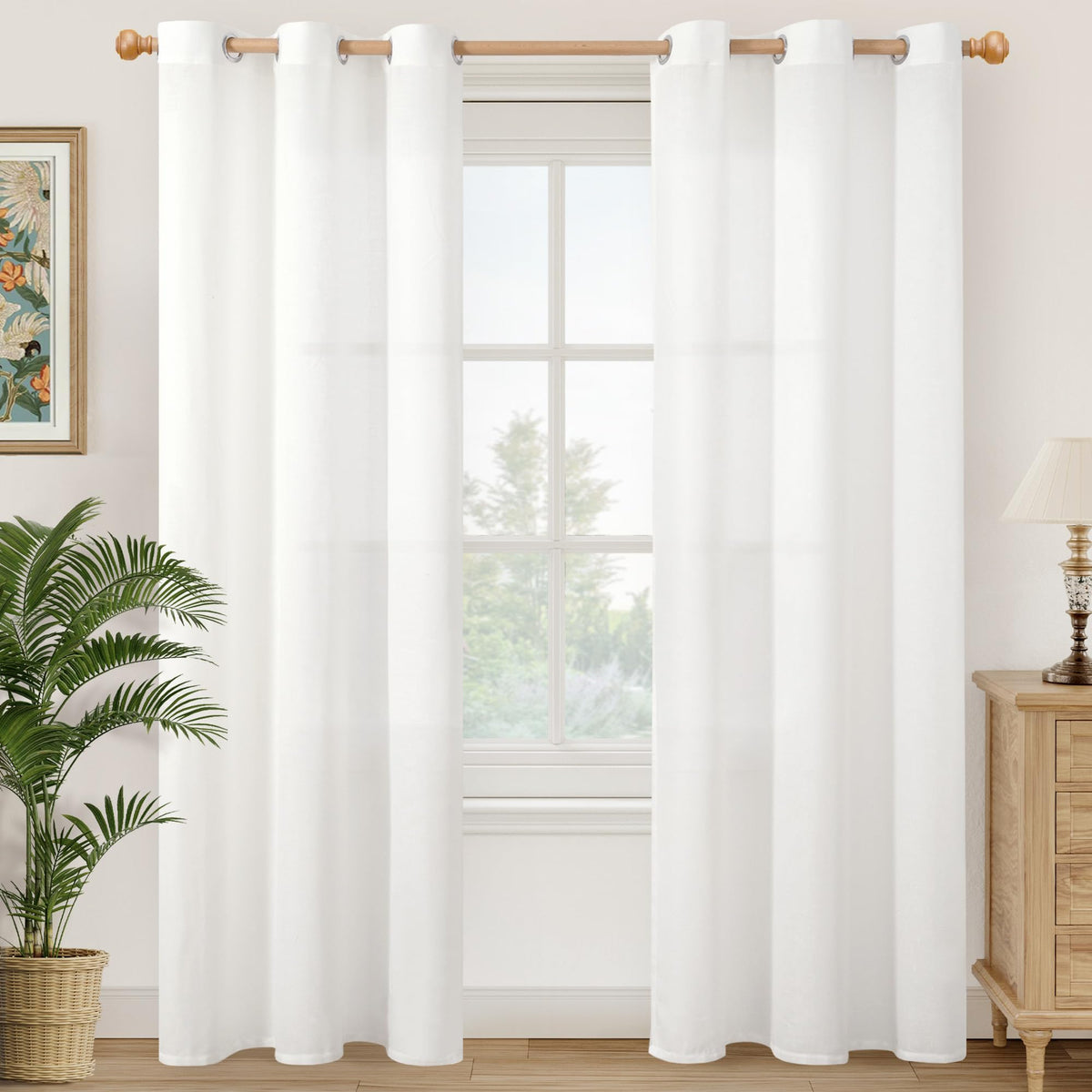 YoungsTex Linen Kitchen Window Curtains 40 Inch Length 2 Panels