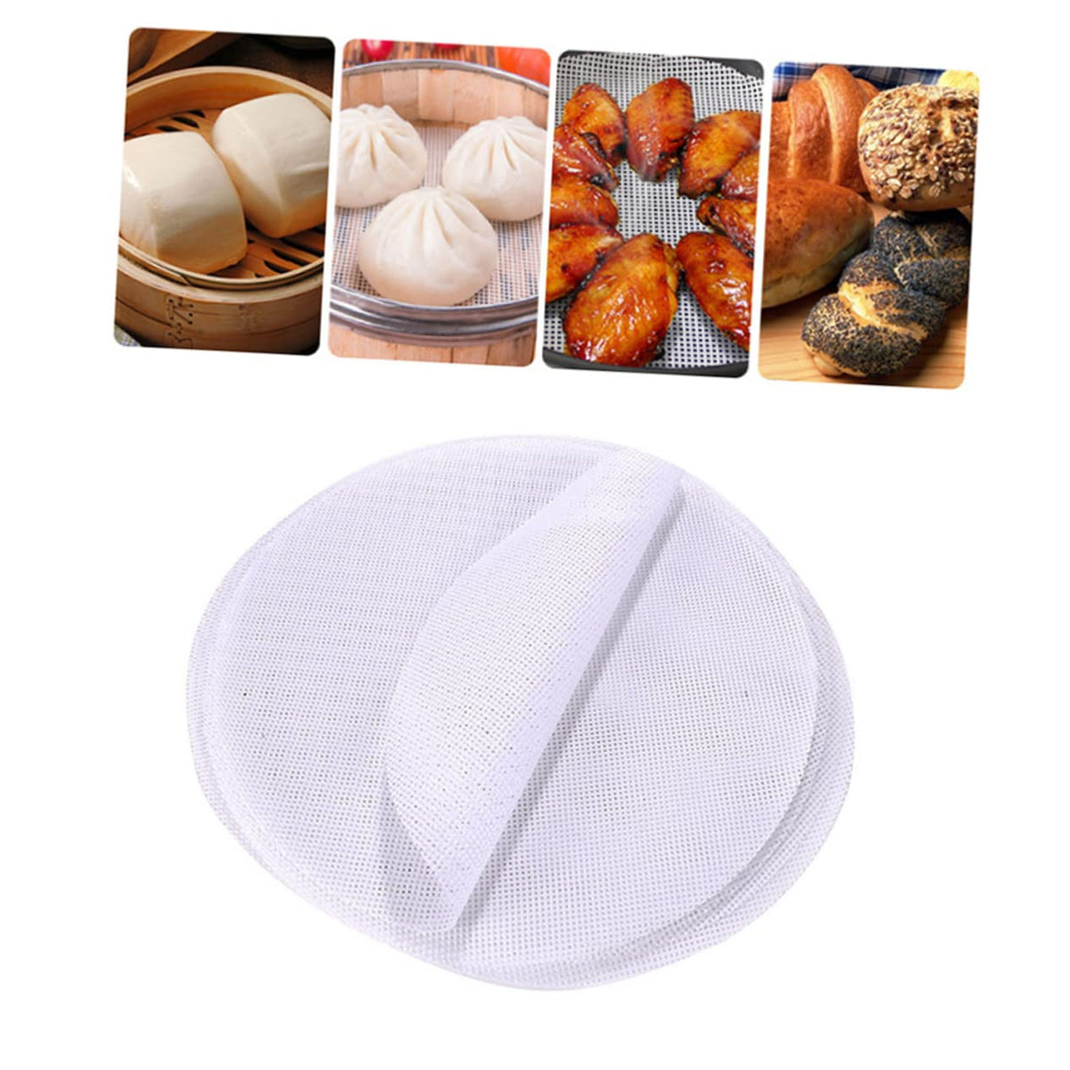 MAGICLULU 15pcs Reusable Silicone Steamer Mesh Non-Stick Pad Round Shape Dumplings Mat for Steamed Buns and Dim Sum Diameter Easy to Clean Multi-Functional Cooking Tool