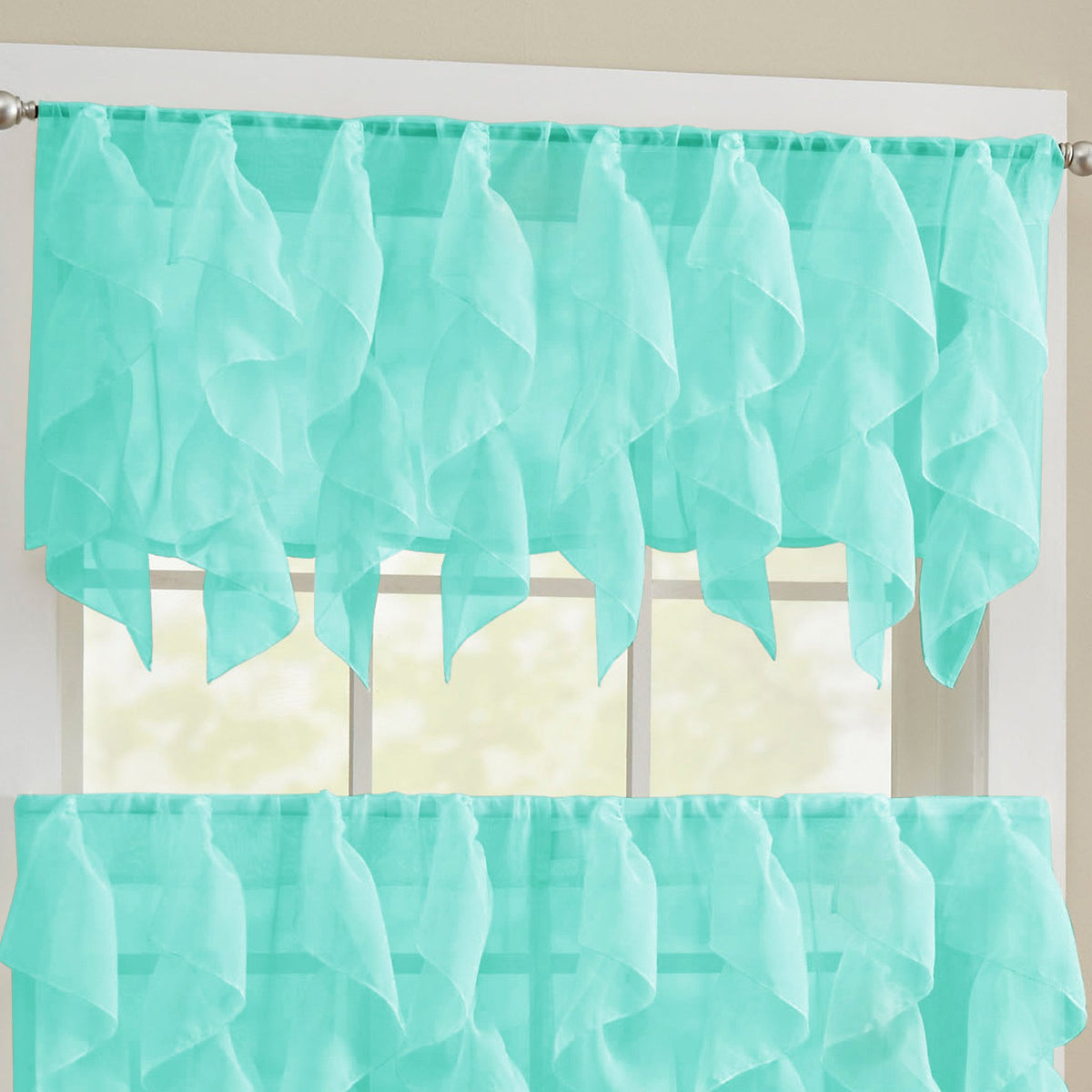 Sweet Home Collection Old World Style Floral Heavy Lace Kitchen Curtain Swag pair Hopewell Cream