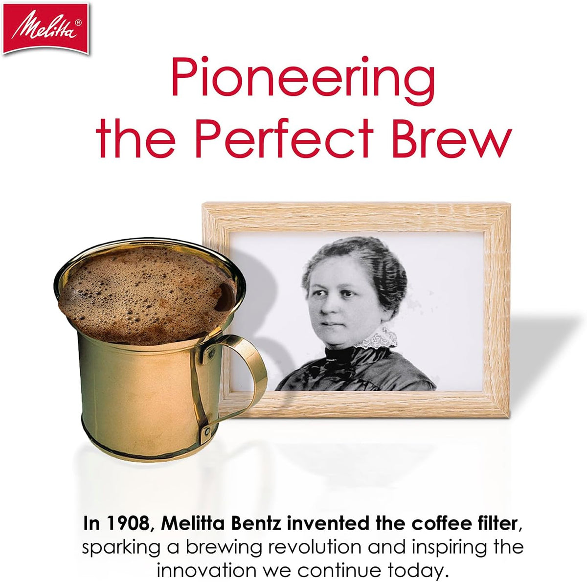 Melitta #4 Bamboo Coffee Filters, Natural Paper Cone Filters, 6-Pack