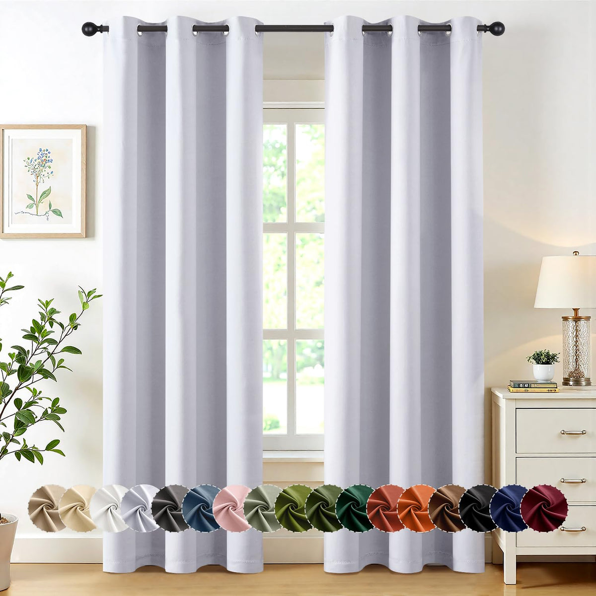 MIULEE Blackout Curtains for Bedroom 2 Panels 40 x 63 Inch Long Black
