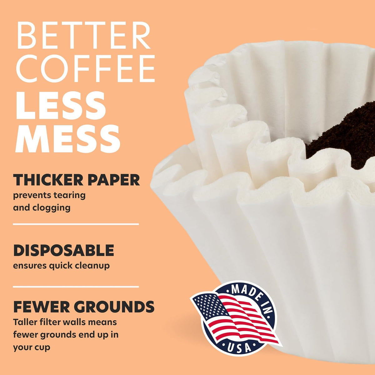 Extra Large Commercial Coffee Filters, 13.75” x 5.25”, 250 Count