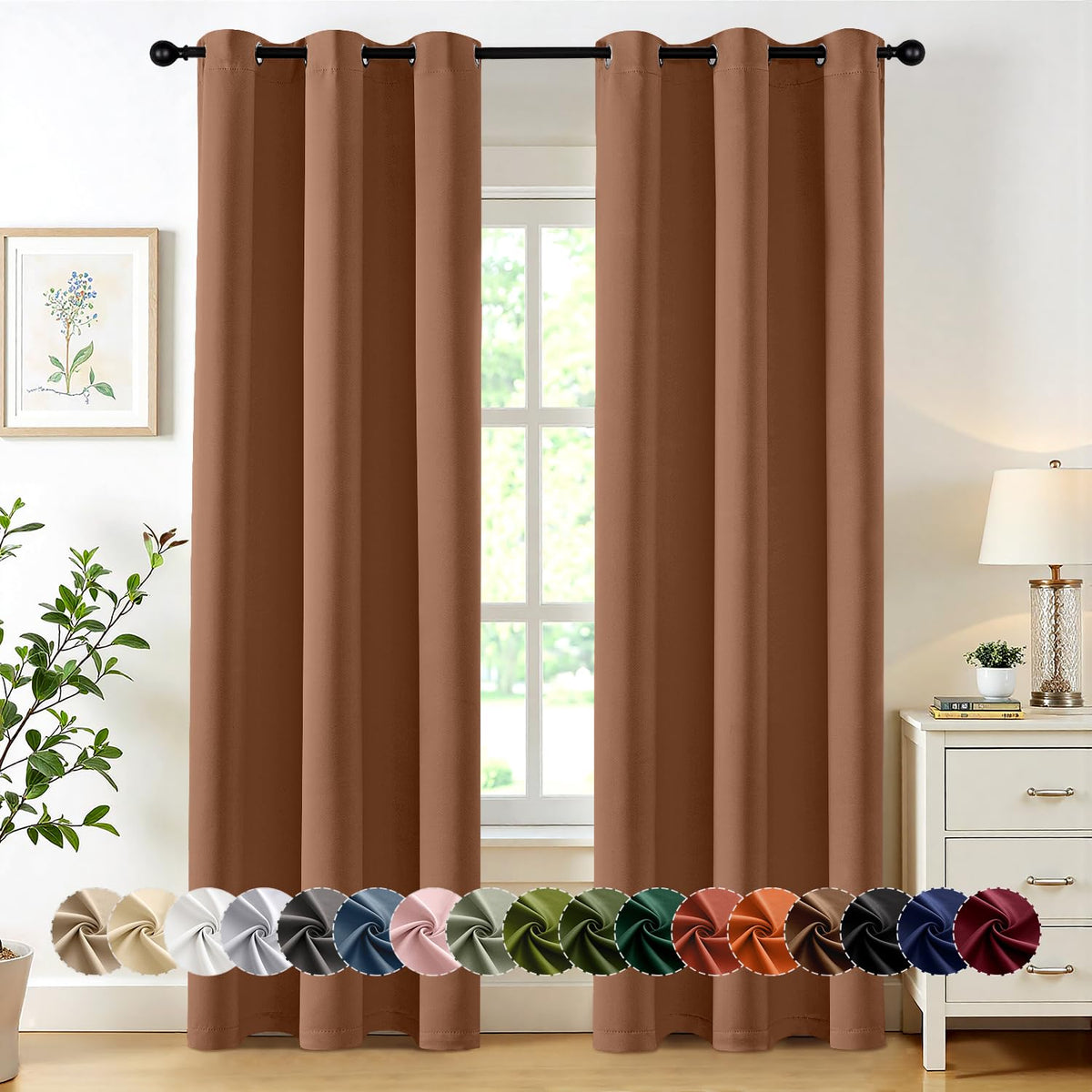 MIULEE Blackout Curtains for Bedroom 2 Panels 40 x 63 Inch Long Black