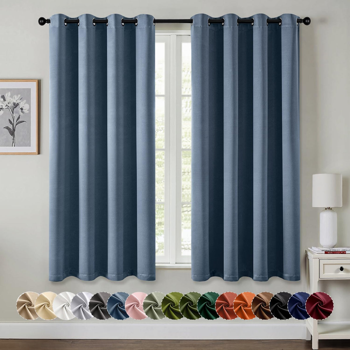 MIULEE Blackout Curtains for Bedroom 2 Panels 40 x 63 Inch Long Black