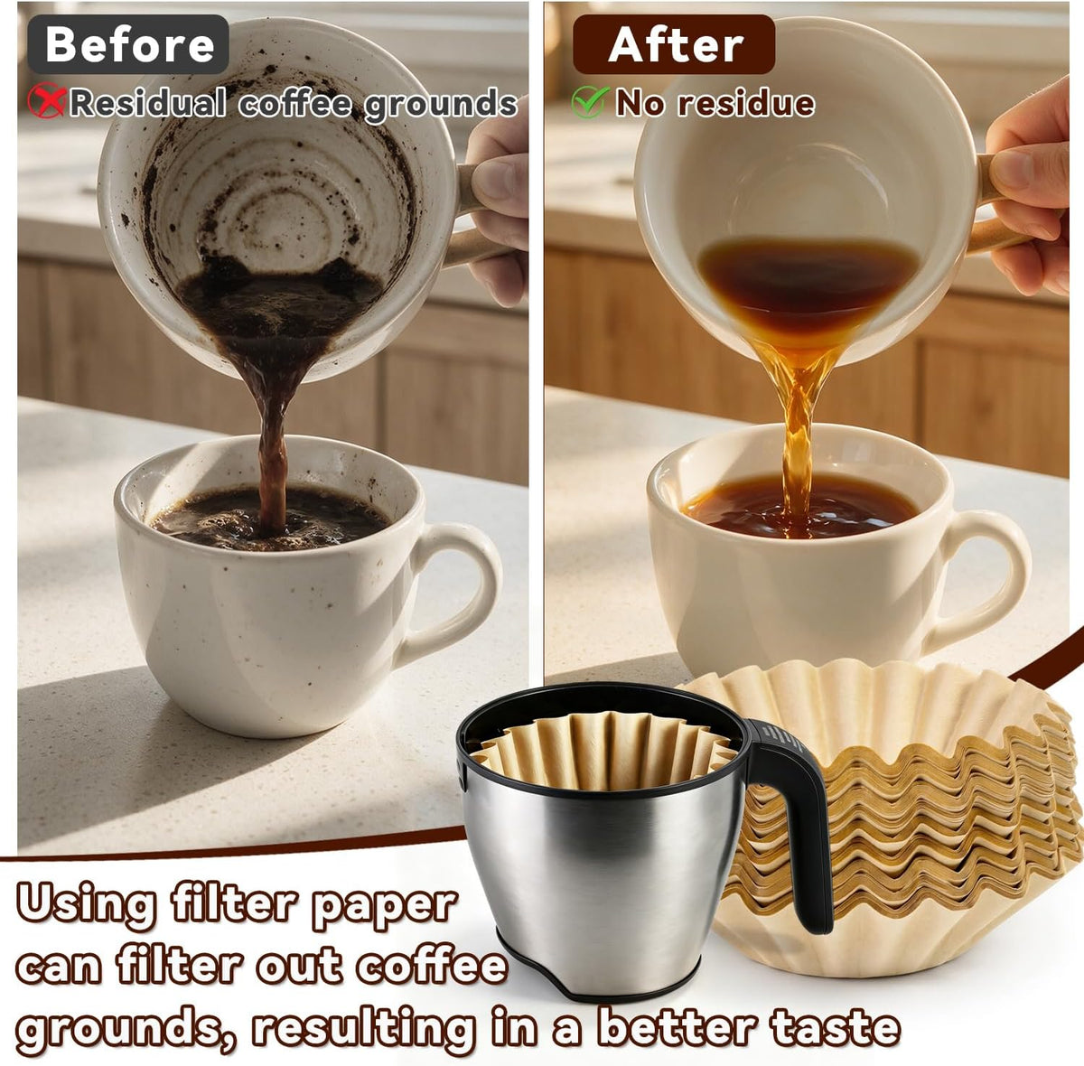 200 Pcs Disposable Large Coffee Filters for Breville Coffee Maker 12-Cup