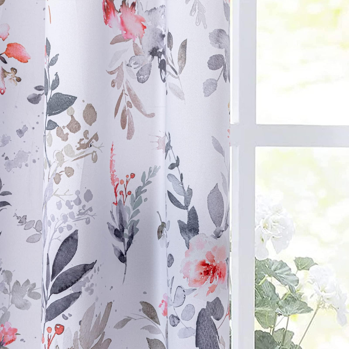 MYSKY HOME Floral Blackout Curtains 45 inch Length 2 Panels Yellow and Blue