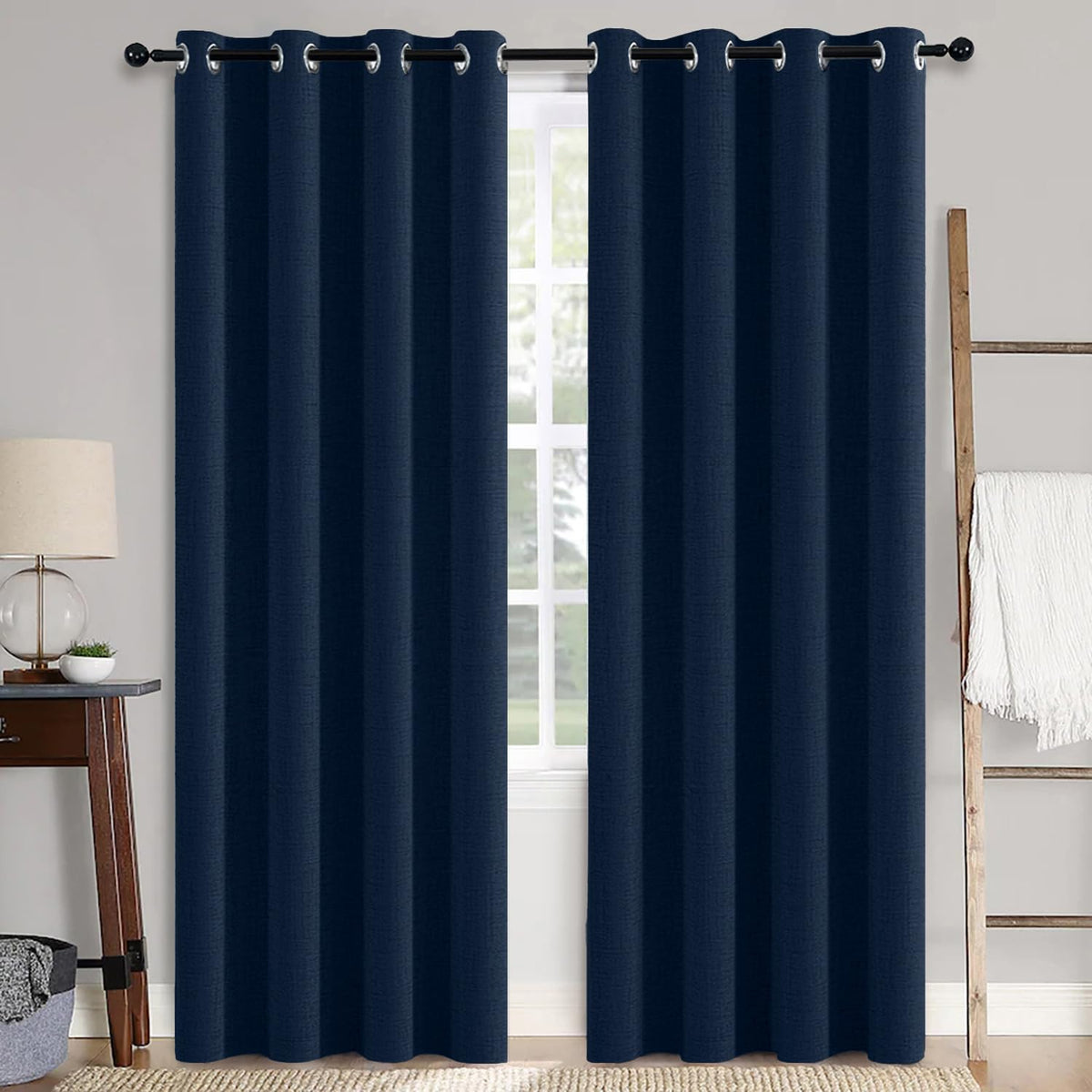 MIULEE 100% Blackout Linen Curtains for Bedroom 52x54 Inches Natural Beige
