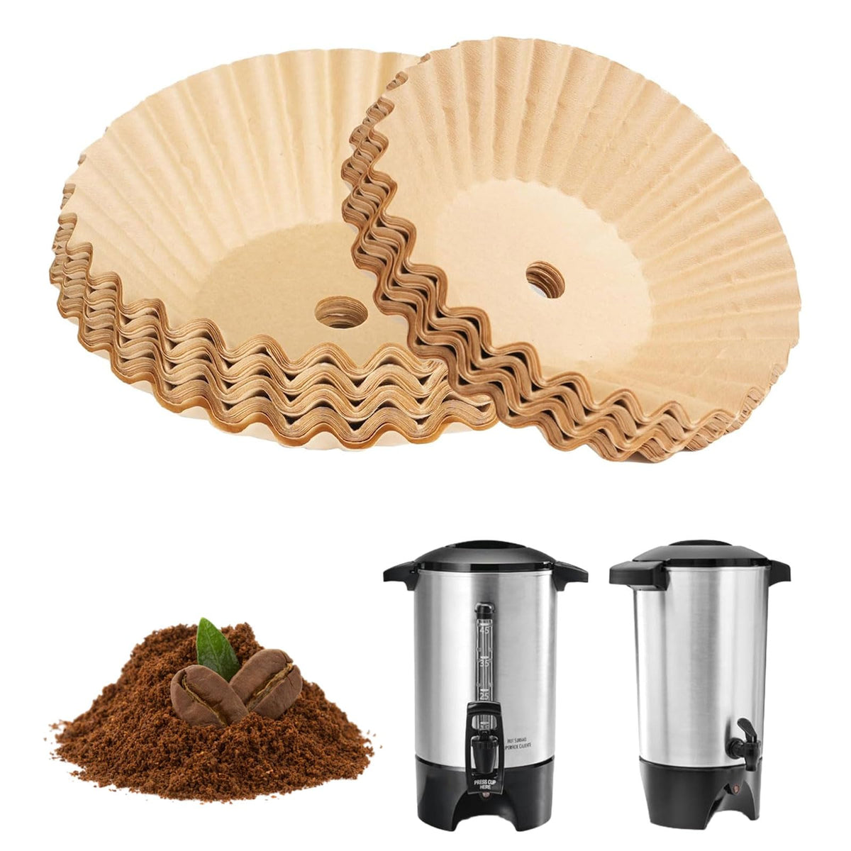 Unbleached Paper Coffee Filters for Hamilton Beach 45 Cup Coffee Urn,Large,Upgraded Thickened coffee filter paper, no residue, smoother taste.for 30 40 50 Cup Coffee Maker (100)