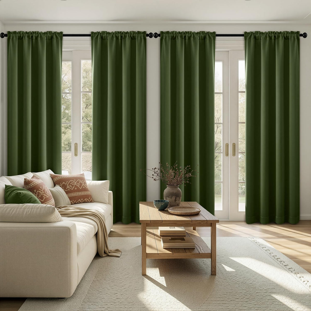 MIULEE Short 36 Inch Blackout Kitchen Window Curtain Black Set of 4 Panels
