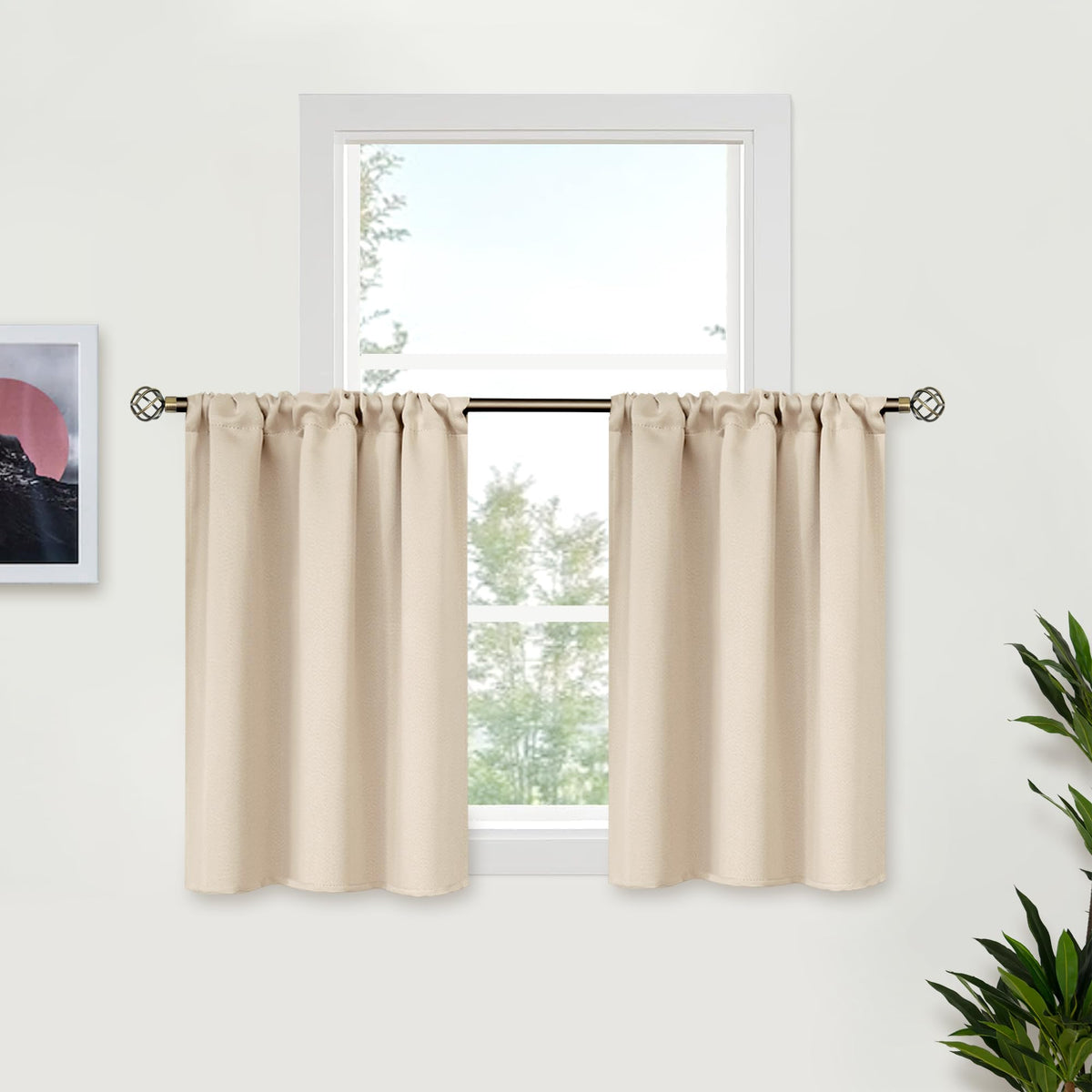 BGment Black Blackout Curtains 40 Inches Long for Kitchen Window 2 Panels