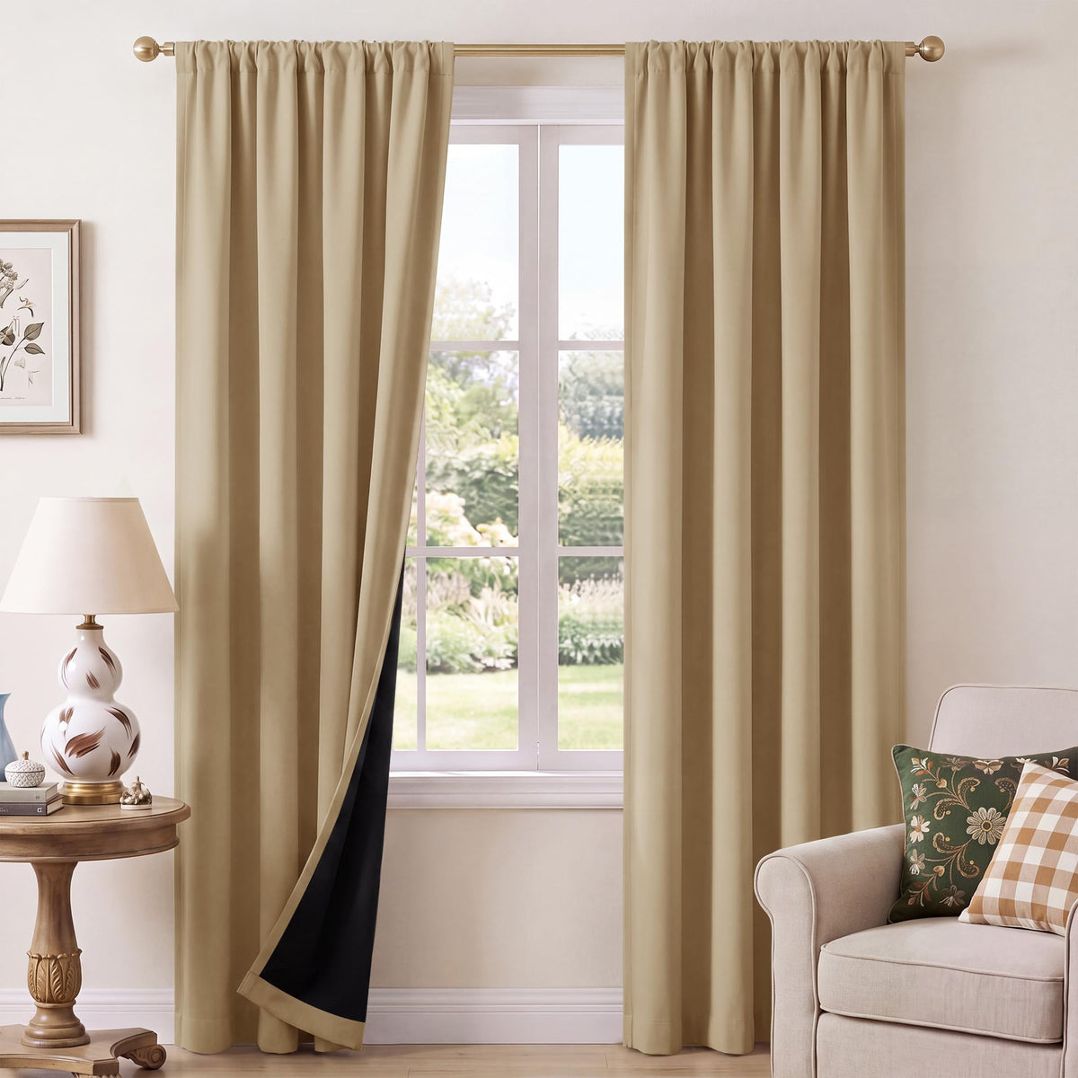NICETOWN 100% Black Out Kitchen Curtains 36 Inch Length, W52xL36, 2 Panels