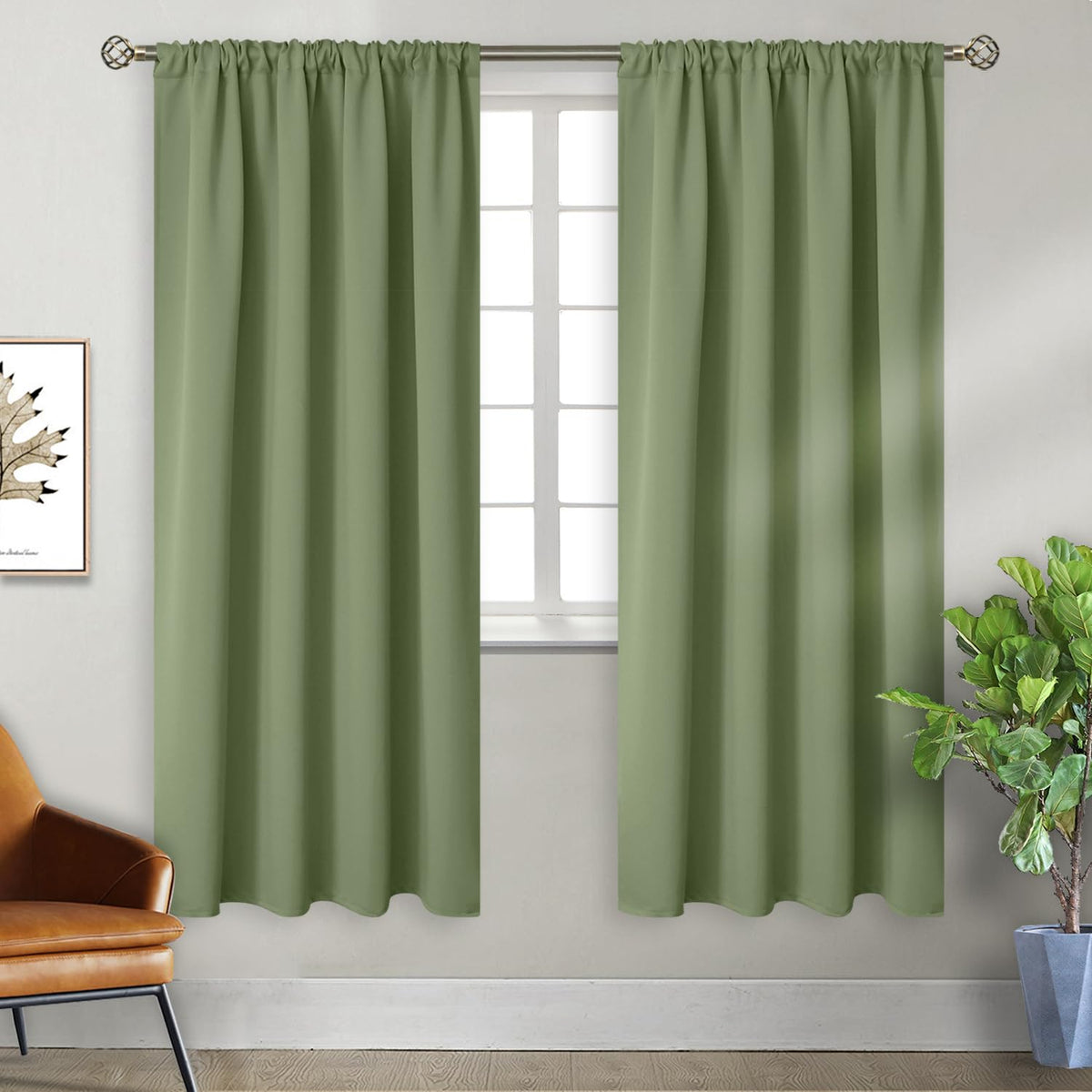 BGment Black Blackout Curtains 40 Inches Long for Kitchen Window 2 Panels