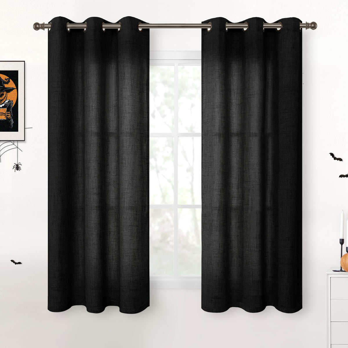 YoungsTex Linen Kitchen Window Curtains 40 Inch Length 2 Panels