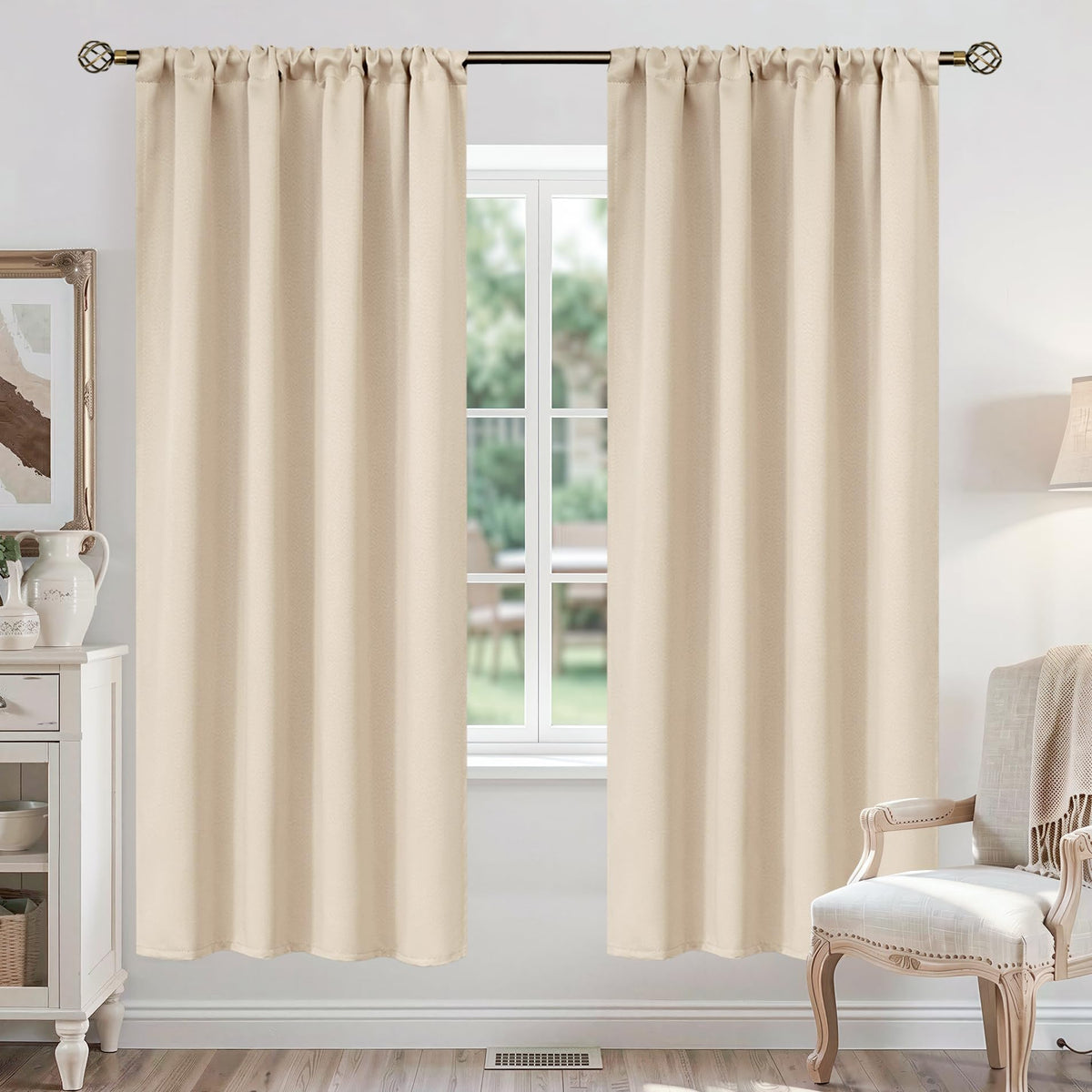 BGment Black Blackout Curtains 40 Inches Long for Kitchen Window 2 Panels