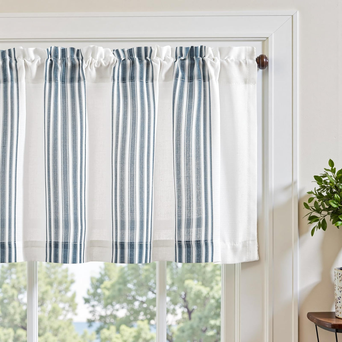 jinchan Linen Boxter Stripe Valances for Window 16 inch,Sage Green,1 Panel