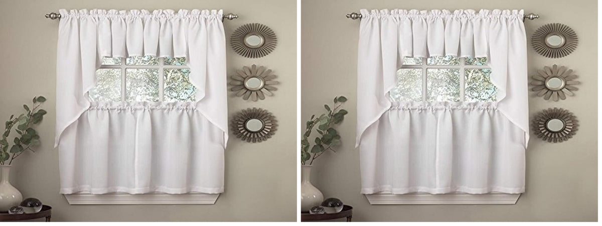 Sweet Home Collection Old World Style Floral Heavy Lace Kitchen Curtain Swag pair Hopewell Cream