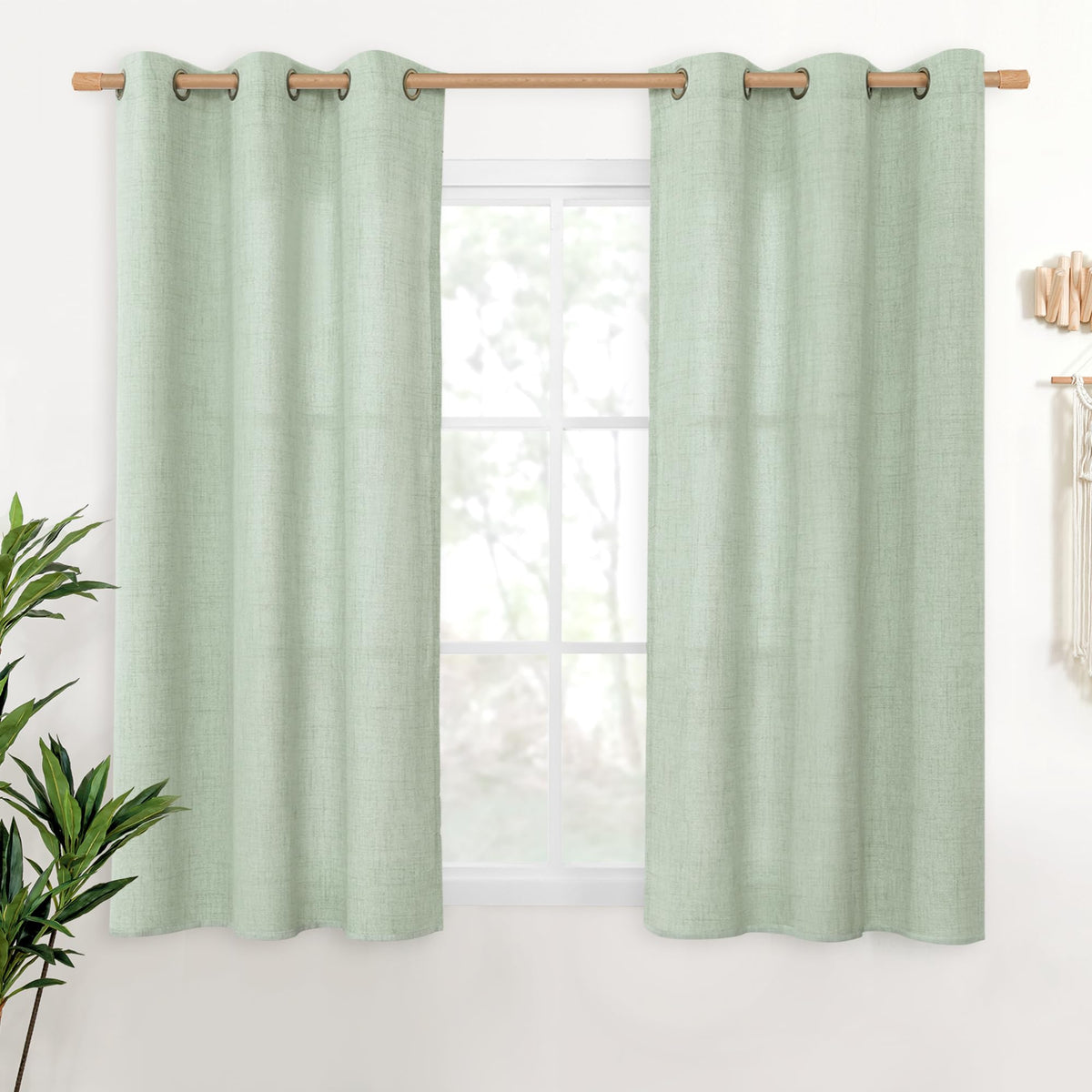 YoungsTex Linen Kitchen Window Curtains 40 Inch Length 2 Panels