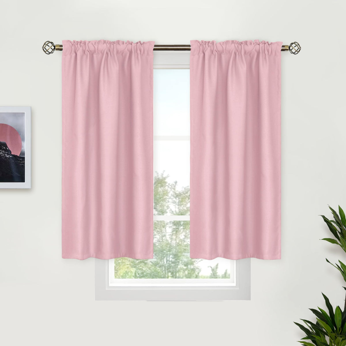BGment Black Blackout Curtains 40 Inches Long for Kitchen Window 2 Panels