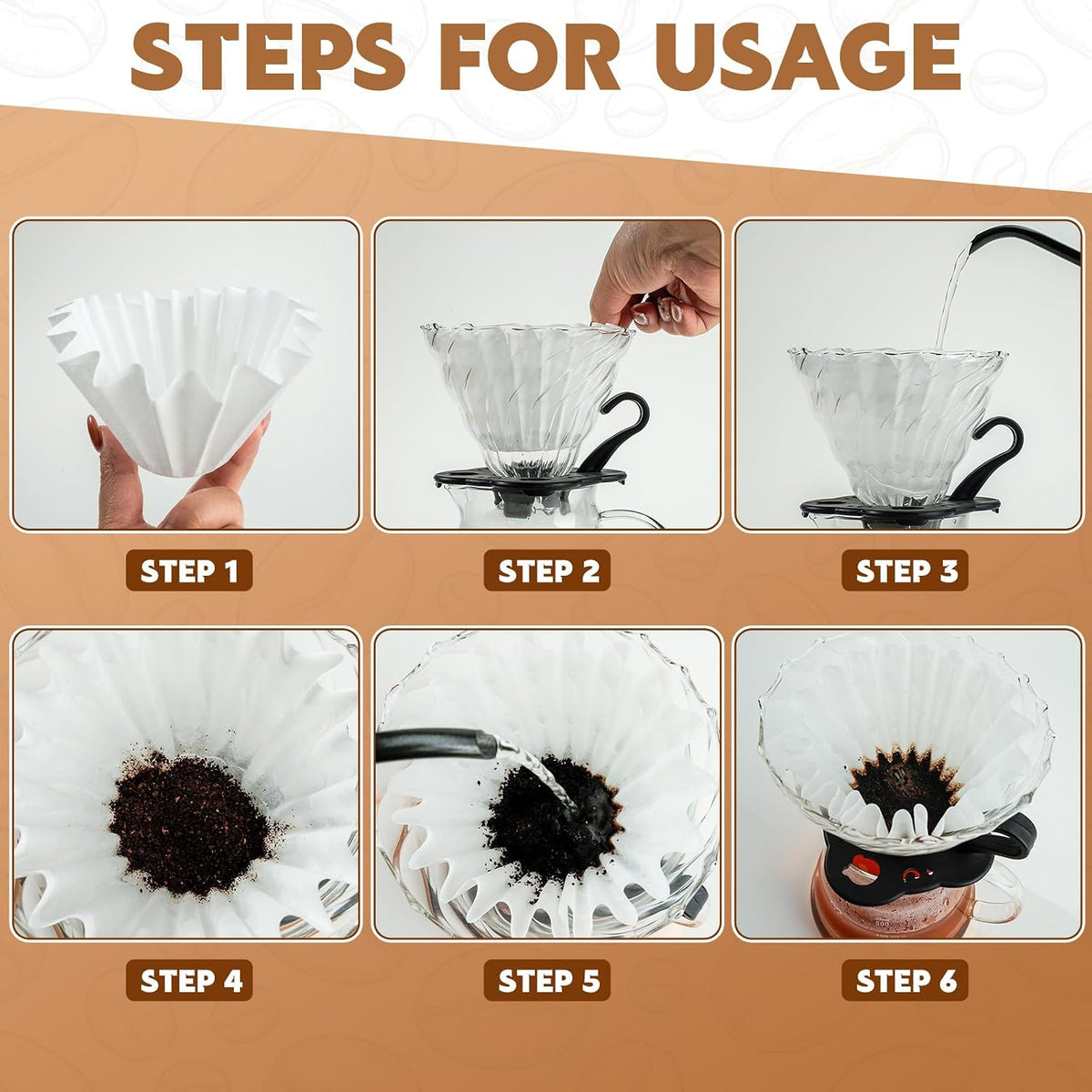 5 Cup Coffee Filters, 100 Count Basket Coffee Filter for 4-5 Cup Coffee Maker, Disposable Paper Coffee Filters for Mini Brew, White (Oxygen Bleaching）