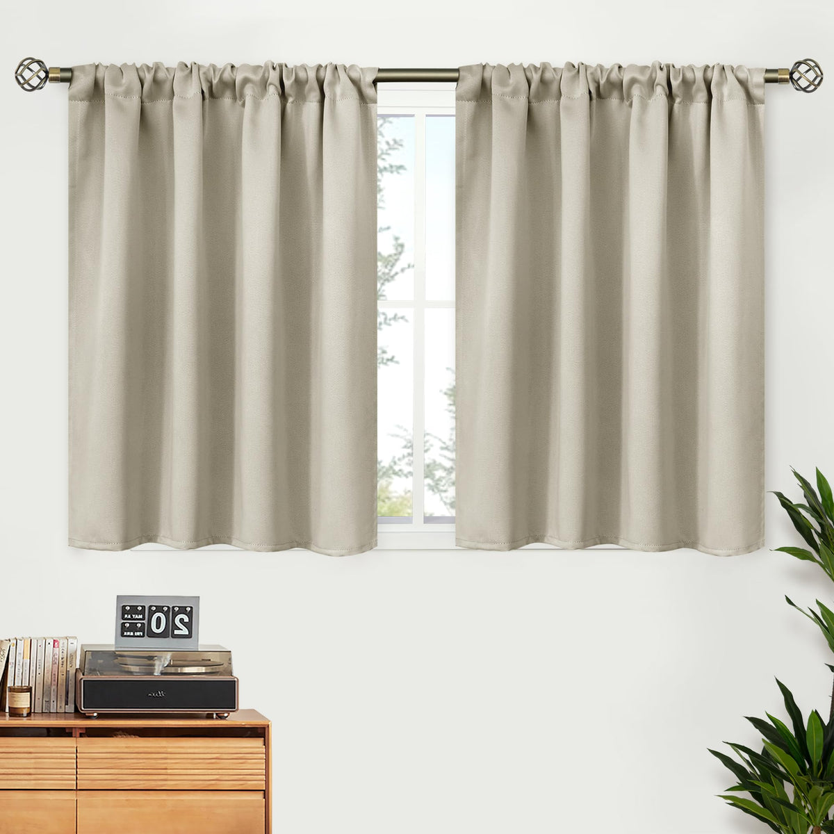 BGment Black Blackout Curtains 40 Inches Long for Kitchen Window 2 Panels