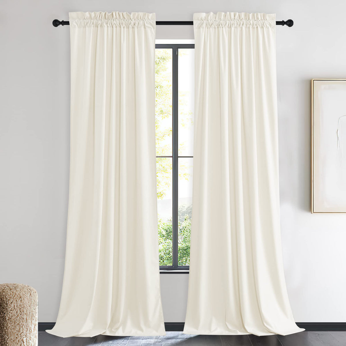 NICETOWN Black Out Velvet Curtains 63 inches Long for Kitchen
