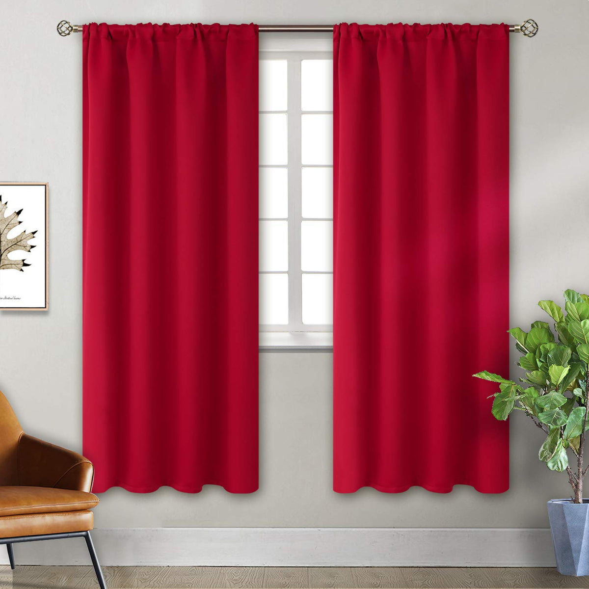 BGment Black Blackout Curtains 40 Inches Long for Kitchen Window 2 Panels