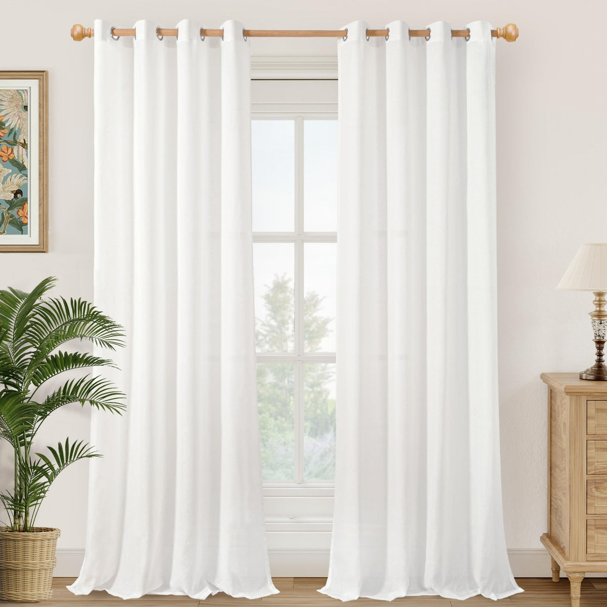 YoungsTex Linen Kitchen Window Curtains 40 Inch Length 2 Panels