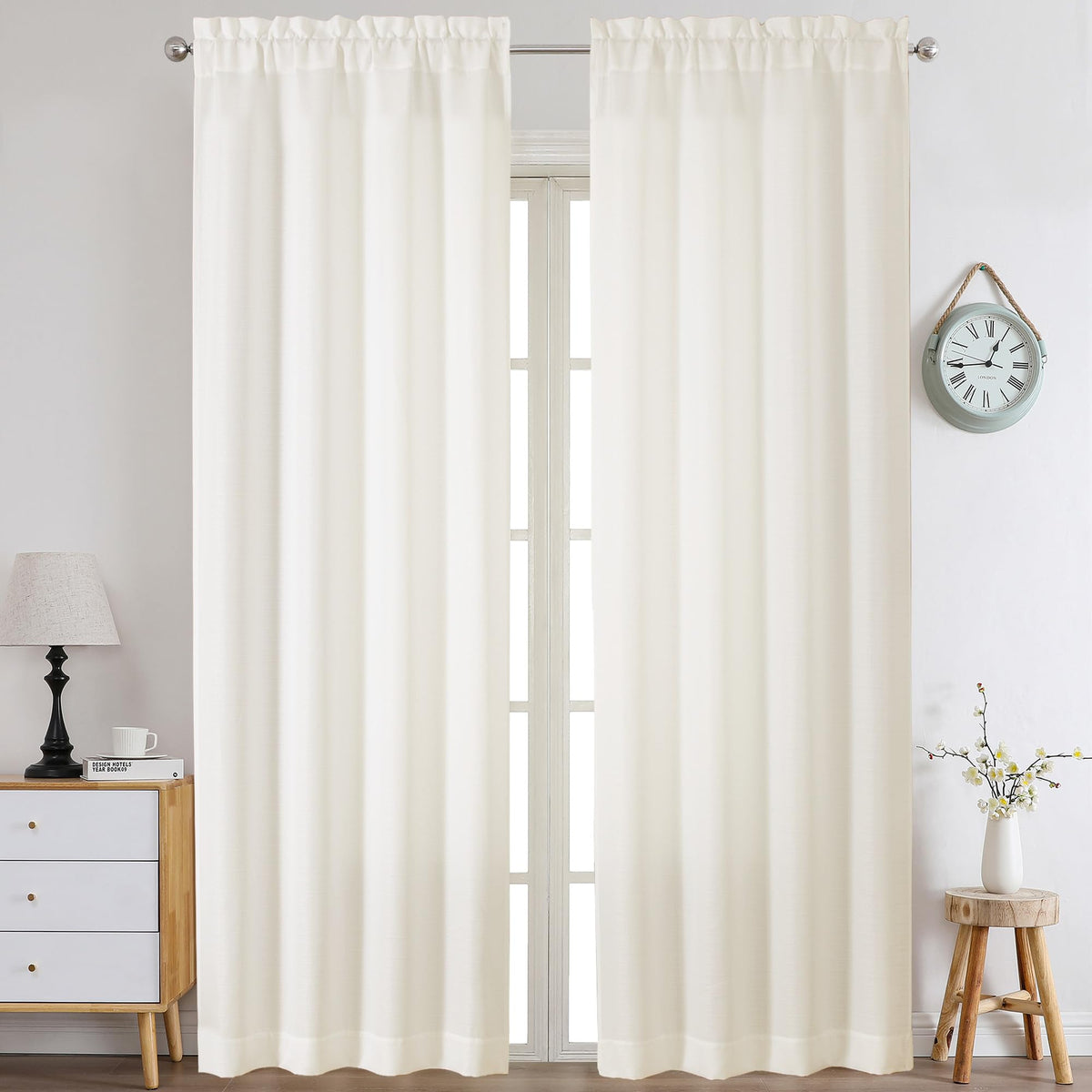 Chyhomenyc 2 Panels White Kitchen Curtains 36 Inch Length Tier Curtain