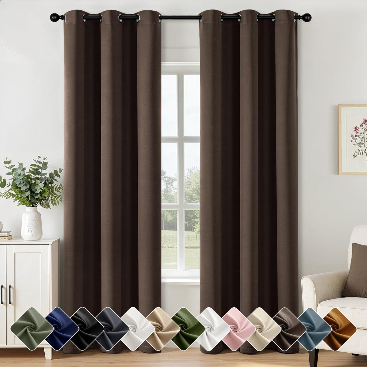 Short Navy Blue Blackout Kitchen Curtain W40 x L45 Inch 2 Panels