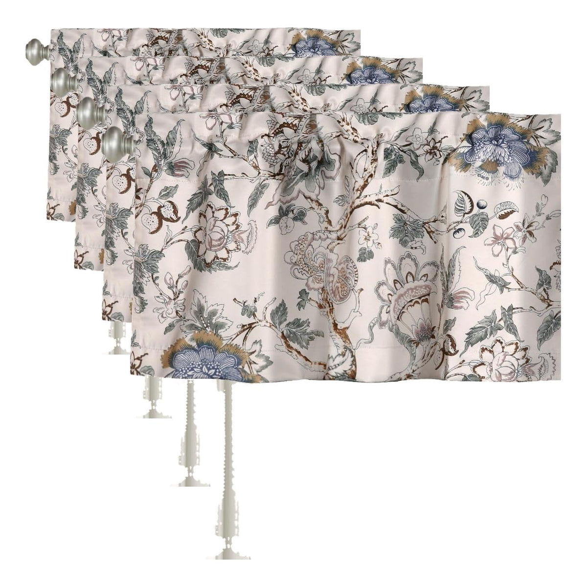 H.VERSAILTEX Blackout Curtain Valances for Kitchen Window/Living Room/Bathroom Privacy Added Rod Pocket Home Decoration Winow Valance, 52" W x 18" L, Floral in Sage and Brown