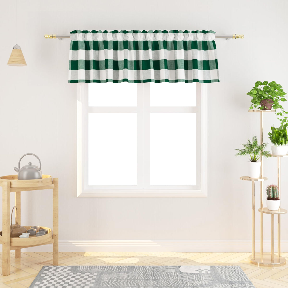 Buffalo Check Kitchen Tier Curtain 24 inches Long Plaid Gingham Rod Pocket Classic Cafe Curtains Country Farmhouse Kitchen Half Window Curtains 2 Panels Beige & White