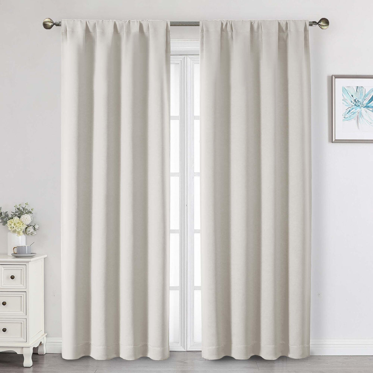 Black Cafe Blackout Curtains 36 Inch Length 2 Panels Set, Soft Solid Thermal Insulated Room Darkening Small Window Curtains for Kitchen Bathroom Basement, Black, Each, 40" Wx36 L
