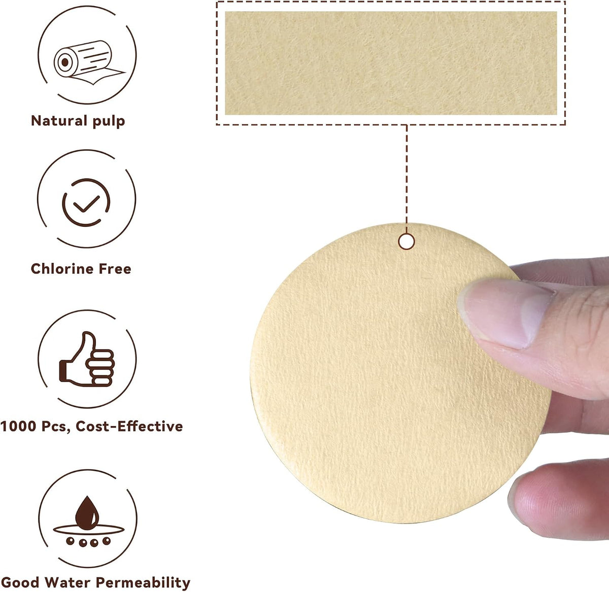 1000 Pcs 51mm Unbleached Espresso Filter for Espresso Coffee Maker