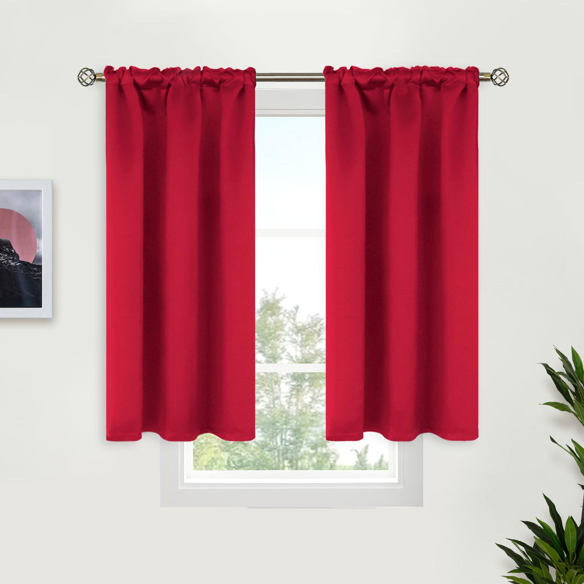 BGment Black Blackout Curtains 40 Inches Long for Kitchen Window 2 Panels