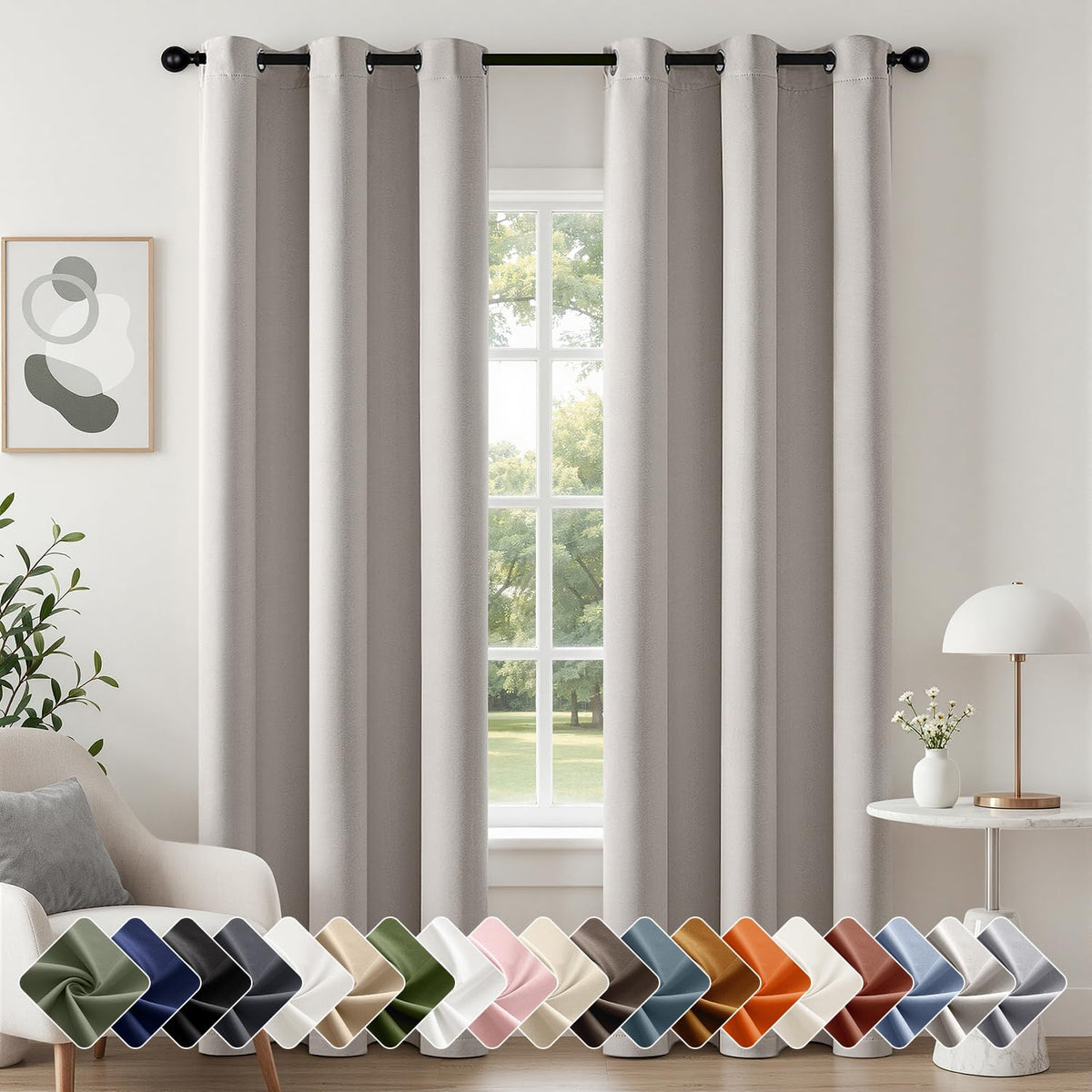 Short Navy Blue Blackout Kitchen Curtain W40 x L45 Inch 2 Panels