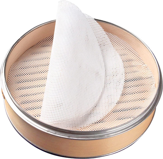 GUCUJI 6 Inch Silicone Bamboo Steamer Liners - Non-Stick, Reusable Steamer Mesh Mats for Steamed Buns, Dumplings, veggies, Dim Sum, Momo, Rice, and fish - Food Grade BPA Free (4Pcs)