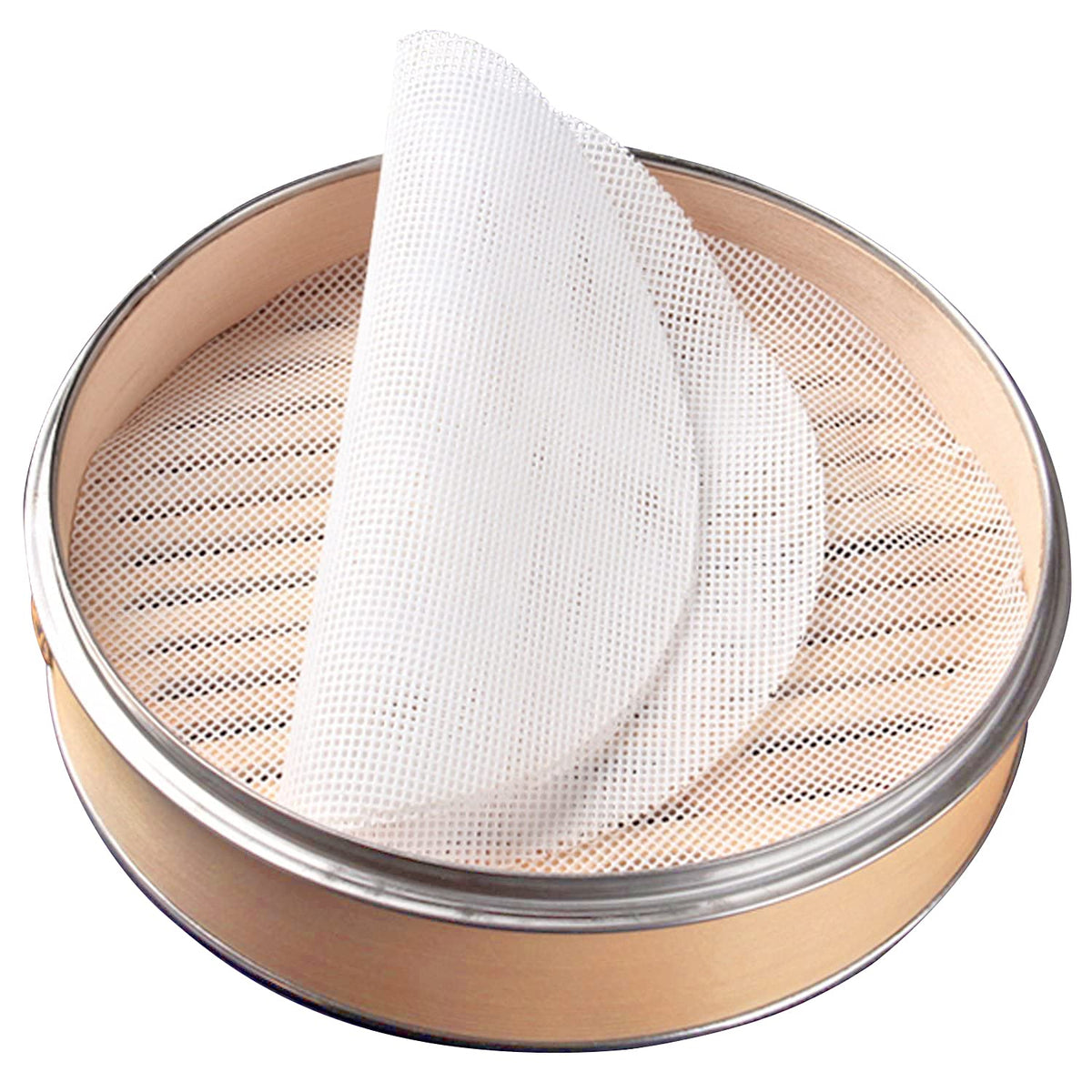 GUCUJI 13 Inch Silicone Bamboo Steamer Liners - Non-Stick, Reusable Steamer Mesh Mats for Steamed Buns, Dumplings, veggies, Dim Sum, Momo, Rice, and fish - Food Grade BPA Free (4Pcs)