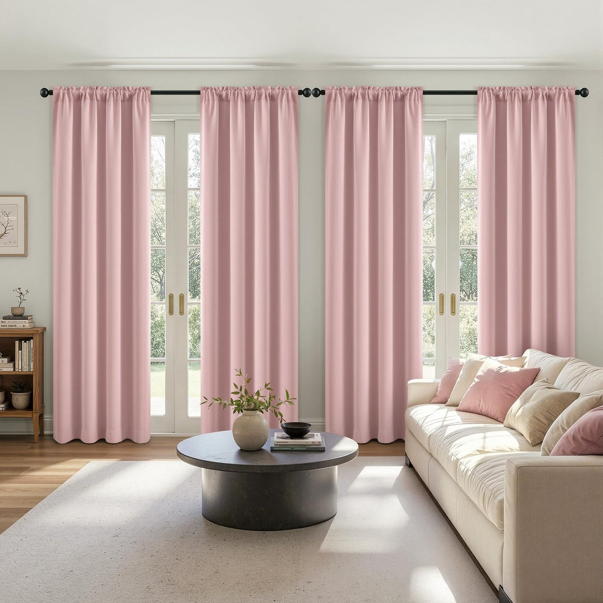 MIULEE Short 36 Inch Blackout Kitchen Window Curtain Black Set of 4 Panels