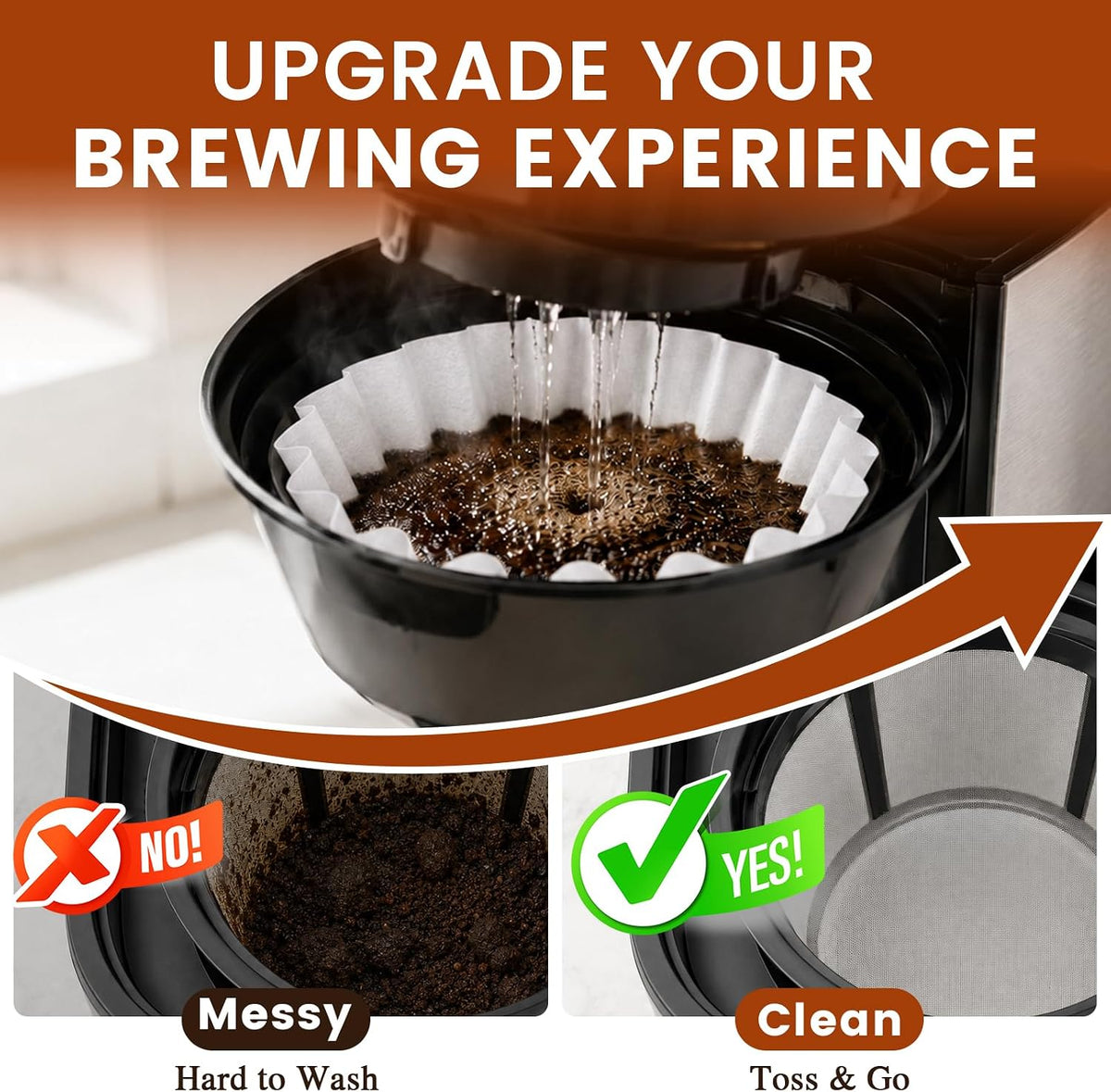 200 Count 1-2 Cup Small Coffee Filters, Disposable White Basket Paper Filters Compatible with 155 Size Pour Over Drippers & Single Serve Coffee Makers