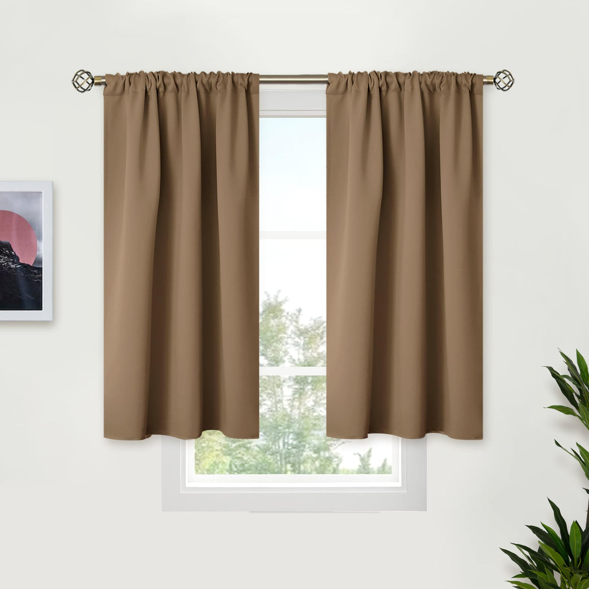 BGment Black Blackout Curtains 40 Inches Long for Kitchen Window 2 Panels