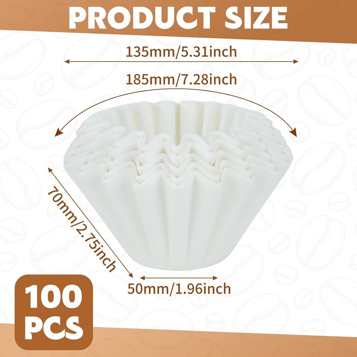 5 Cup Coffee Filters, 100 Count Basket Coffee Filter for 4-5 Cup Coffee Maker, Disposable Paper Coffee Filters for Mini Brew, White (Oxygen Bleaching）