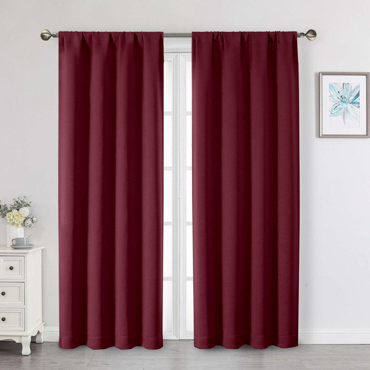 Black Cafe Blackout Curtains 36 Inch Length 2 Panels Set, Soft Solid Thermal Insulated Room Darkening Small Window Curtains for Kitchen Bathroom Basement, Black, Each, 40" Wx36 L