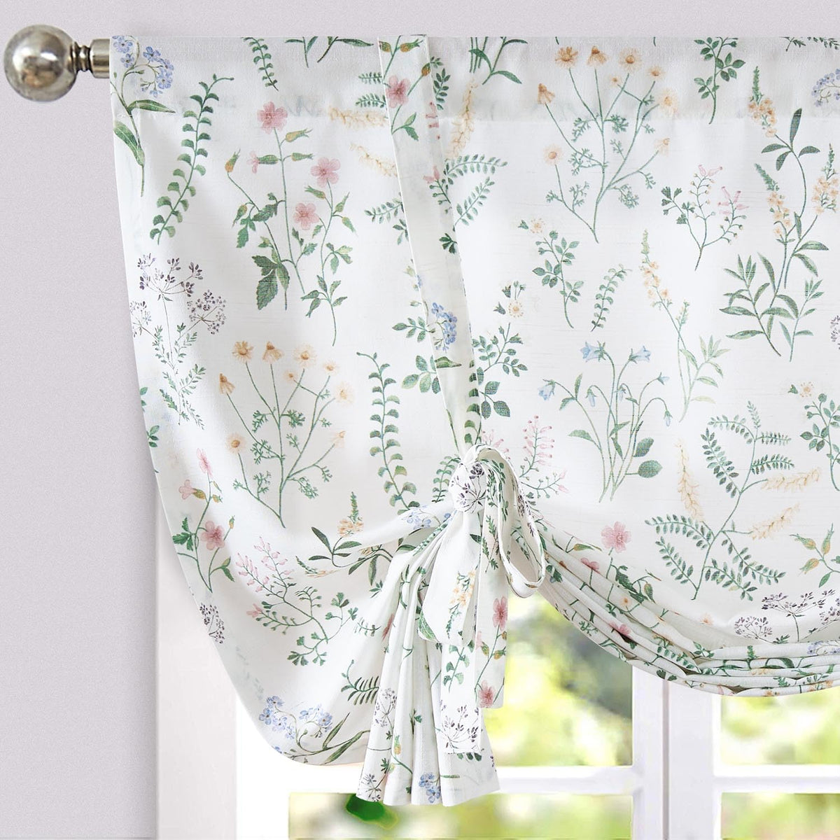 jinchan Swag Valance for Windows 36 Inch Length Farmhouse 2 Panels Beige