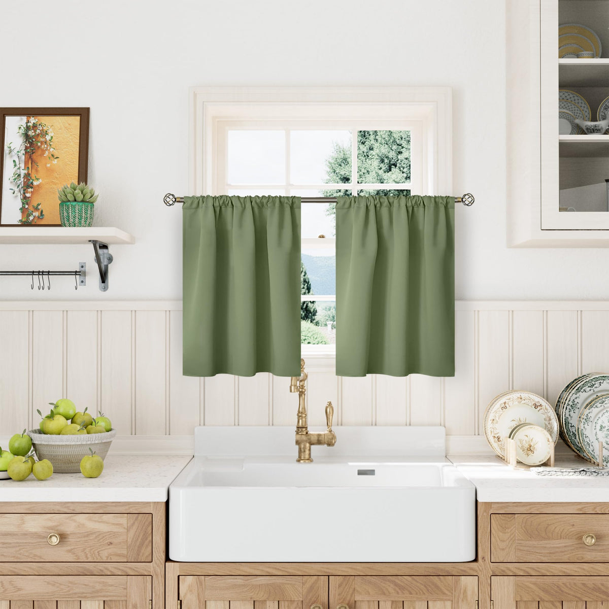 BGment Black Blackout Curtains 40 Inches Long for Kitchen Window 2 Panels