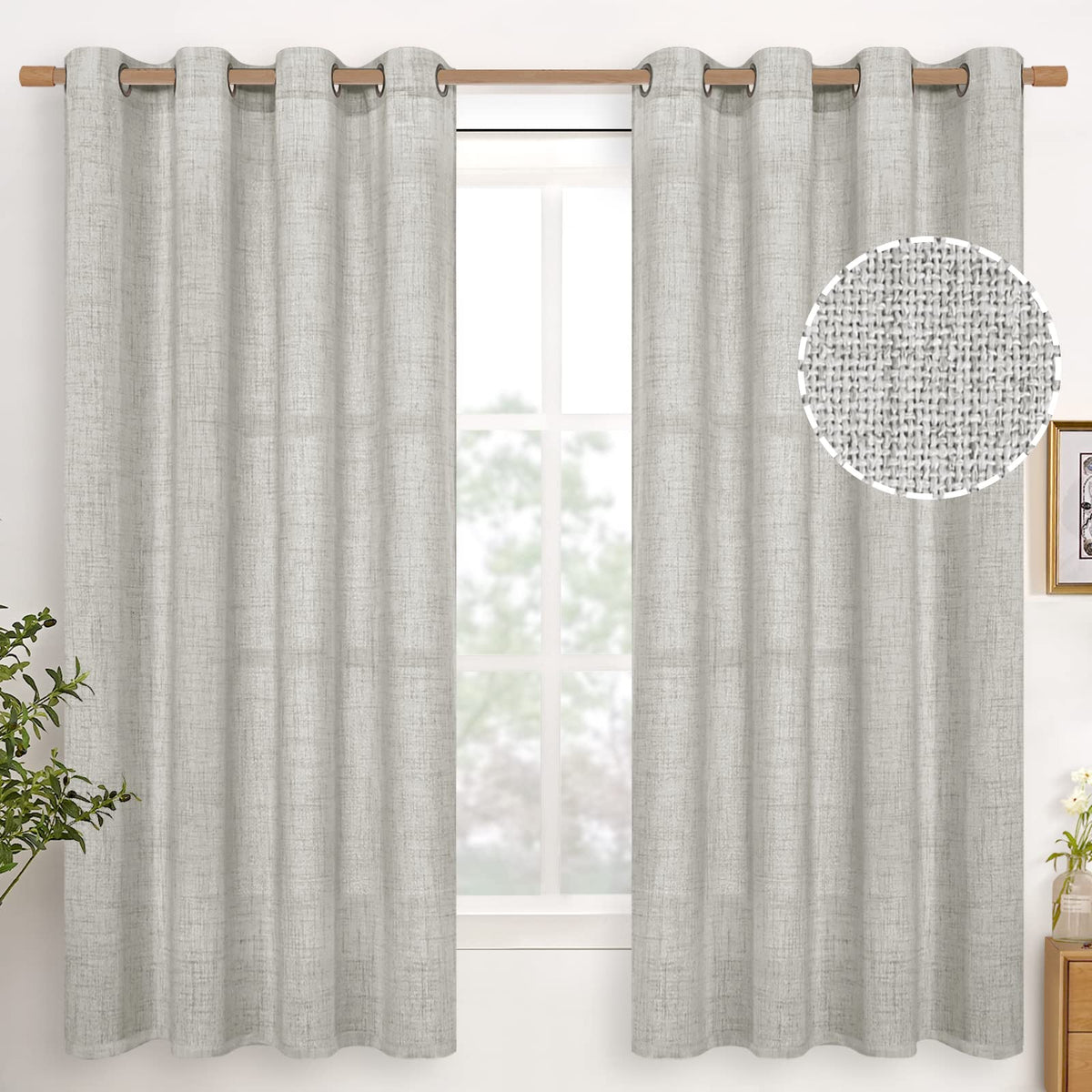 YoungsTex Linen Kitchen Window Curtains 40 Inch Length 2 Panels